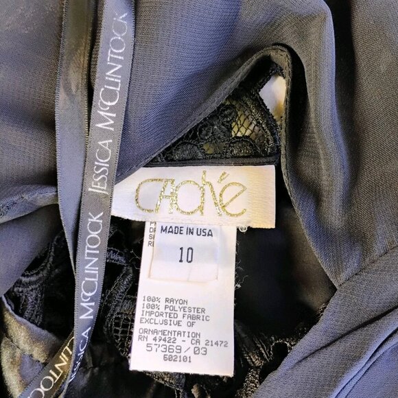 Vtg Cache Dress Womens 6/8 Black Evening Cutout Prom Formal Wedding Whimsigoth - Picture 10 of 16